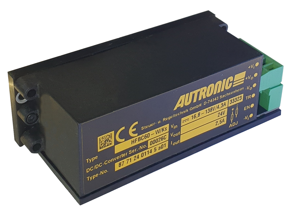 Autronic HFBC60-W/KS 14,4 - 154 VDC 12VDC 5A DC/DC-Wandler Bahnzulassung EN50155 EN50121-3-2 87711201121