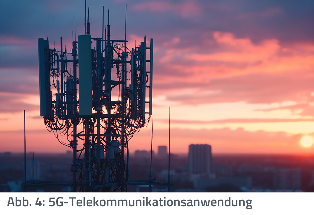 Ein 5G-Mast für die 5G-Telekommunikationsanwendung im Abendlicht. Das SHP-10K eignet sich auch für den Einsatz in der 5G-Telekommunikationsanwendung