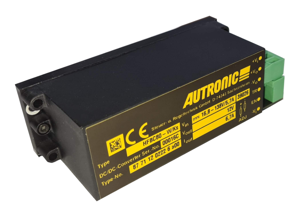Autronic HFBC80-W/Ks DC/DC-Wandler 14,4-154VDC 12VDC 6,67A EN50155 EN45545-2 EN61373 87711202226